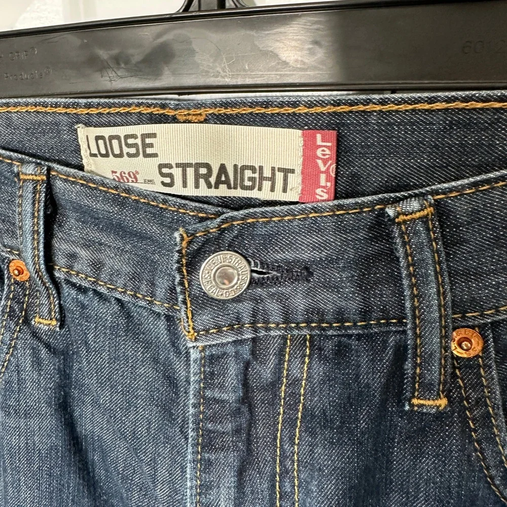 Levi's 569 Loose Straight Jeans Mens 30x30 Blue Dark Wash Denim Y2K Skater Baggy